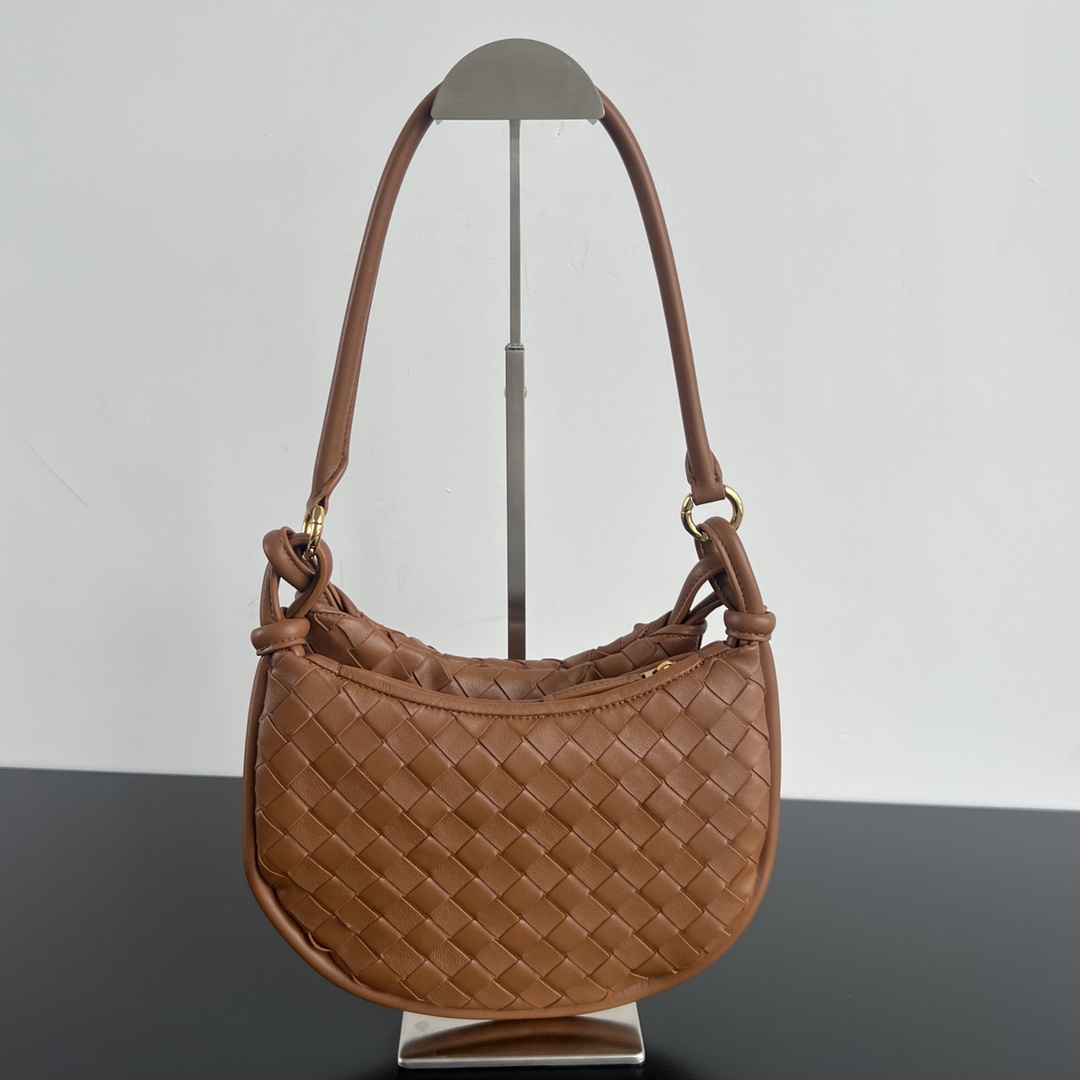 Small Gemelli Intrecciato Leather Shoulder Bag Caramel